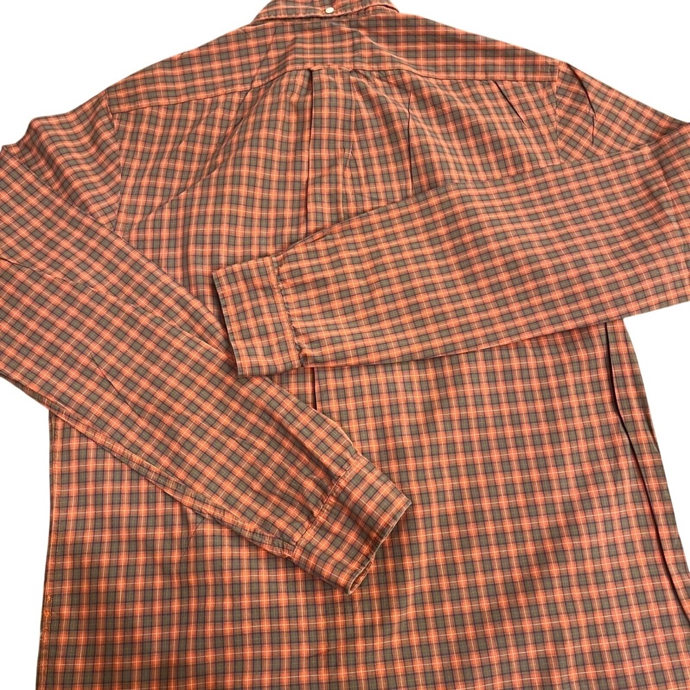 Ralph Lauren Rugby University Button Down Shirt Mens M Orange Plaid Long Sleeve - Picture 8 of 12
